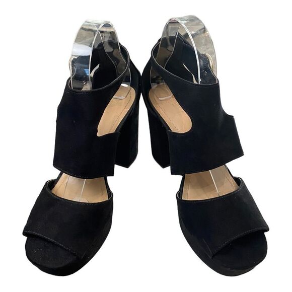 H&M Women's Black Platform Block Heel Sandals 7 - Picture 3 of 6